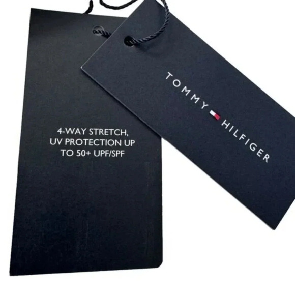 TOMMY HILFIGER Monstera Leaf 50+ SPF Bikini Bottom White and Blue Size L NWT - Picture 7 of 10